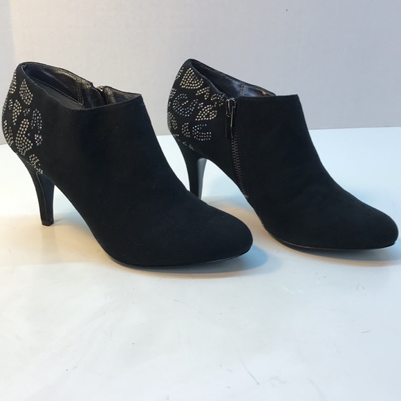 Kathy Van Zeeland Black Booties Silver &Gray Beads - Picture 3 of 12